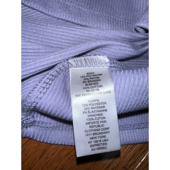 Women's Chelsea & Theodore Eyelet Sleeve Top Ribbed Knit Blouse Lavender XS - Picture 5 of 8